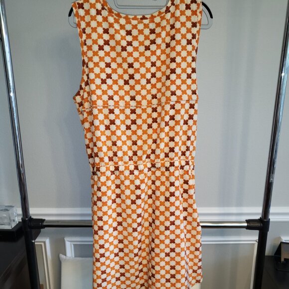Tilley Dress Orange Burgundy Geometric Print Tank Dress Short Sleeveless Sz XL - Picture 3 of 8